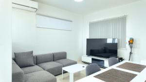 un soggiorno con un divano e una TV di 嘉翔の家 a Otsu