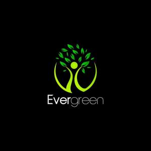 a green leafy logo with a black background at Evergreen Homestay in Dwarka