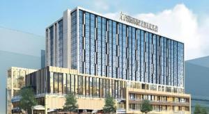 a rendering of a large office building at Metropolo Hotel Chengdu Wuhou Wanda Plaza in Chengdu