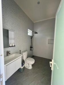 美奈Vy's Home Homestay Mũi Né的浴室里有白色马桶和洗手池