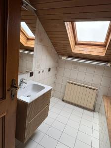 a bathroom with a sink and a window at Danner Appartements Regau - Möblierte Langzeit- & Monteurapartments nahe Gmunden, Laakirchen, Salzburg & Wels I Vollmöbliert & mit Parkplatz in Rutzenmoos
