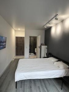 伊万诺-弗兰科夫斯克Smart Modern loft apartments 1的房间里有一张白色大床的卧室