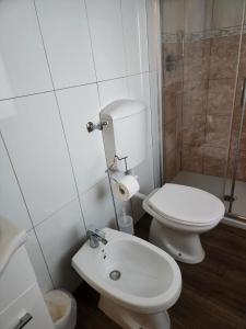 a white bathroom with a toilet and a sink at affittacamere alloggio olivo Empoli a pochi passi dalla stazione in Empoli
