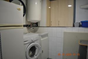 una cucina con lavatrice e lavandino di Casa Romo 2 a Rute