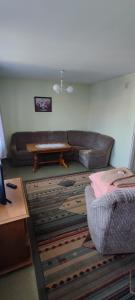 斯拉百斯Osiedle Studenckie w Słubicach的客厅里有一张沙发和一张桌子。 更多12张照片