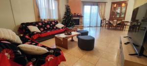 een woonkamer met een kerstboom erin bij Luxurious Apartment Drama in Drama