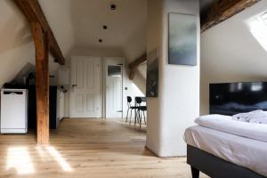 Μια τηλεόραση ή/και κέντρο ψυχαγωγίας στο Lehm & Fachwerk Dach-Apartment - Claycation