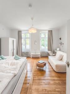 Postel nebo postele na pokoji v ubytování Charmante, ruhige Wohnung im Herzen der Altstadt von Heidelberg