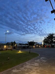 an empty parking lot at night with a sky at 三五八民宿 in Taitung City