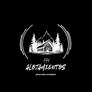 埃普延Fh alojamiento的aahuhem 农场的标志，上面有一栋房子 更多1张照片