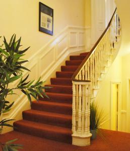 una escalera de caracol en un edificio con escalera en Morehampton Townhouse, en Dublín