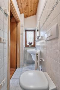 阿戈尔多Chalet Dolomiti 3 Bedrooms Parking 40 min from Cortina的带马桶和水槽的浴室