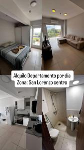 Ένα ή περισσότερα κρεβάτια σε δωμάτιο στο Dpto de dos habitaciones San Lorenzo centro