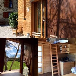 Saint-Maurice-de-LignonEcogîte Les Papillons des Sucs的两幅房子的照片,房子有门廊