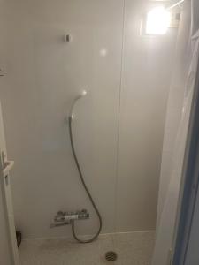 a shower in a bathroom with a light on the wall at Aila apartment in Tokyo +29 photos