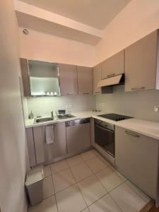 马赛La bonne mer的配有不锈钢橱柜和水槽的厨房