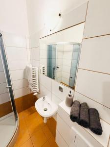 Ένα μπάνιο στο VILLA BESKIDY Jezioro Zywieckie POKOJE Z LAZIENKA KLIMATYZACJA TV WIFI