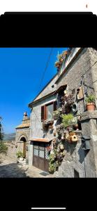 un edificio con macetas al costado. en A casa di Mariarosaria, en Pozzovetere