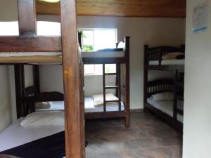 サプスロにあるHostal Hilltop Sapzurroの二段ベッド3台と窓のある部屋 +29枚の写真