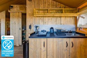 kuchnia ze zlewem i blatem w obiekcie Camping - Piscine - ccbbaah w mieście Quinson +37 zdjęć