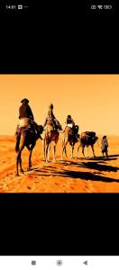 un grupo de gente montando caballos en el desierto en Guests House With View Rooftop, en Marrakech