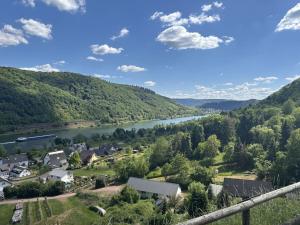 a view of a town and a river at Holiday apartment Ina in Sankt Aldegund