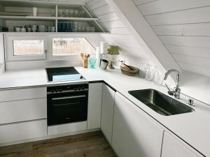 Η κουζίνα ή μικρή κουζίνα στο Lakeside cabin Sonnenschilf