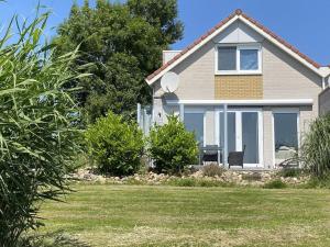 a house with a lawn in front of it at Holiday home in Makkum with swimming pool in Holle Poarte