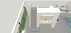 a plan of a pool and a house at Siwara poolvilla in Jomtien Beach