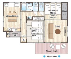 a detailed floor plan of a house with at ふとの情景 Futo Nostalgia in Ito
