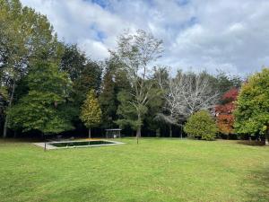 a park with a pond in the middle of a field at Gate House Santuario in Valdivia