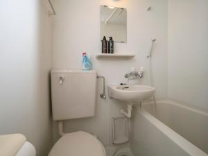 a white bathroom with a toilet and a sink at ドリームビレッジエンシン in Kitakami