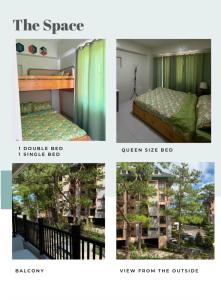 eine Collage mit vier Bildern eines Schlafzimmers in der Unterkunft Rent & Roam in Baguio City
