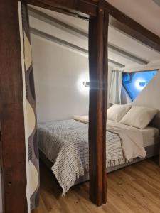 una camera da letto con un letto a castello in una stanza di Studio chez Eve et Momo a Ingwiller
