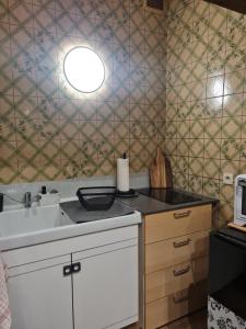 una cucina con un lavello e un piano di lavoro di Studio chez Eve et Momo a Ingwiller Altre 20 foto