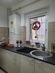 Kuchyň nebo kuchyňský kout v ubytování Daria's cozy studio