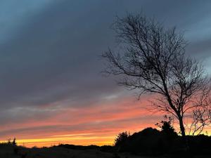 Východ nebo západ slunce při pohledu z prázdninového domu nebo okolí