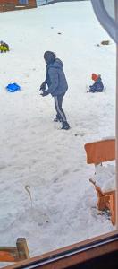 扎沃亚Gazdówka na Mosornym Groniu的一个人站在雪中