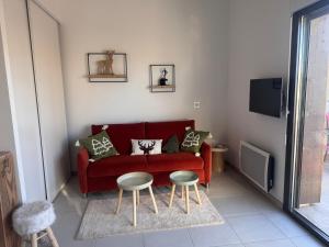 Χώρος καθιστικού στο VALBERG CENTRE CŒUR STATION Studio avec mezzanine 4 couchages a deux pas des pistes