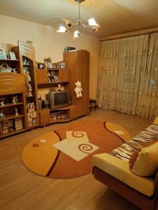 een woonkamer met een basketbalkleed op de vloer bij Ana in Craiova