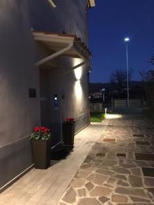 アレッツォにあるAngieFerruの鉢植えが二本並ぶ建物