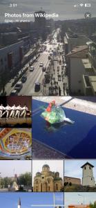 a collage of photos of a city with a dolphin at Dion Luxury Apartaments in Gjilan