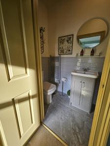 巴斯The Bluebell的浴室里有马桶、洗手池和镜子。