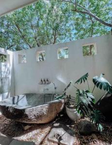 a bath tub in a room with trees at Hacienda La Luna Luxury Private Villa in Potrero