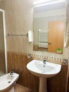 a bathroom with a sink and a mirror at Hotel Imperial Timisoara by JR in Timişoara