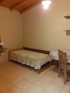 una camera da letto con un letto e una sedia di La comarca hostel a San Luis