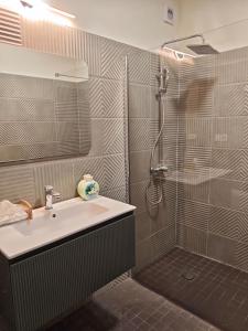 Et badeværelse på Elegant apartment for a seaside stay + 12 billeder