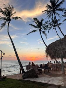 people sitting in chairs on the beach watching the sunset at Kabalana Surf Hostel in Ahangama +8 photos