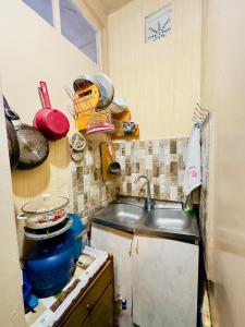 a kitchen with a sink and a counter top at NunSon Guest House in Yerevan