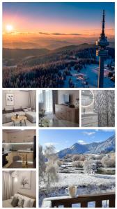 a collage of photos of different rooms and condos at Апартамент "Rodopi" с Гледка към Езеро Безплатен Подземен Гараж in Smolyan